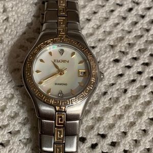 Elgin Woman’s Wristwatch Stainless And Gold Tone
